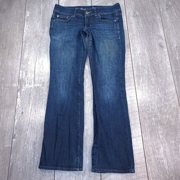 American Eagle Womens Slim Bootcut Jeans Size 6 Dark Blue Wash Stretch Pants - Picture 2 of 8